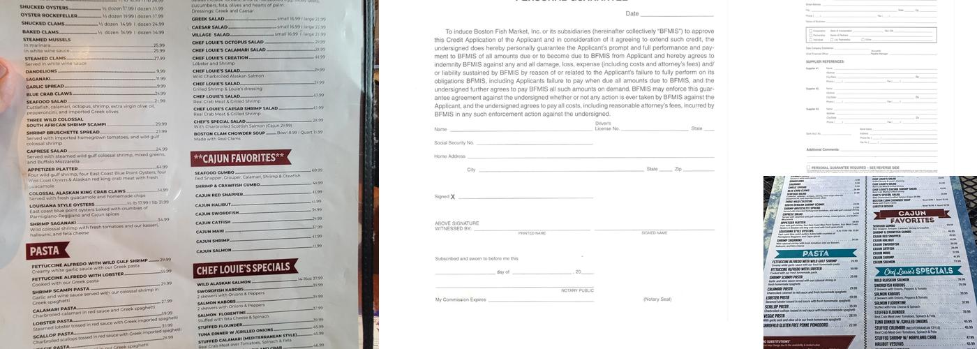 Boston Fish Market Menu