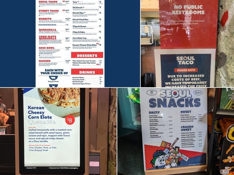 Seoul Taco Menu