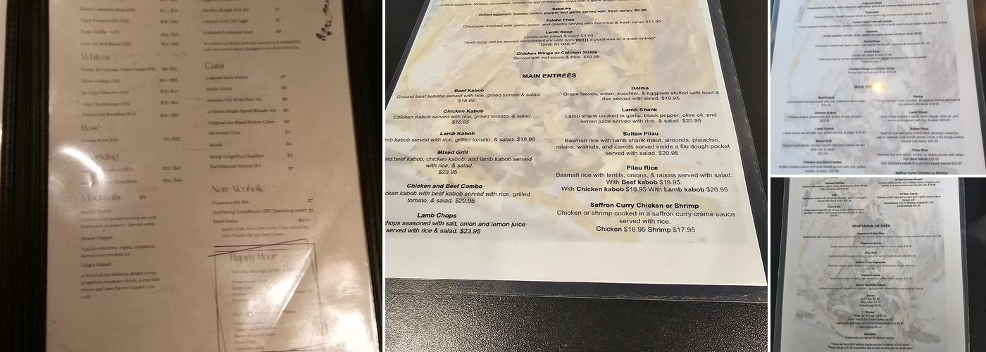 Sultan Mediterranean Restaurant Menu