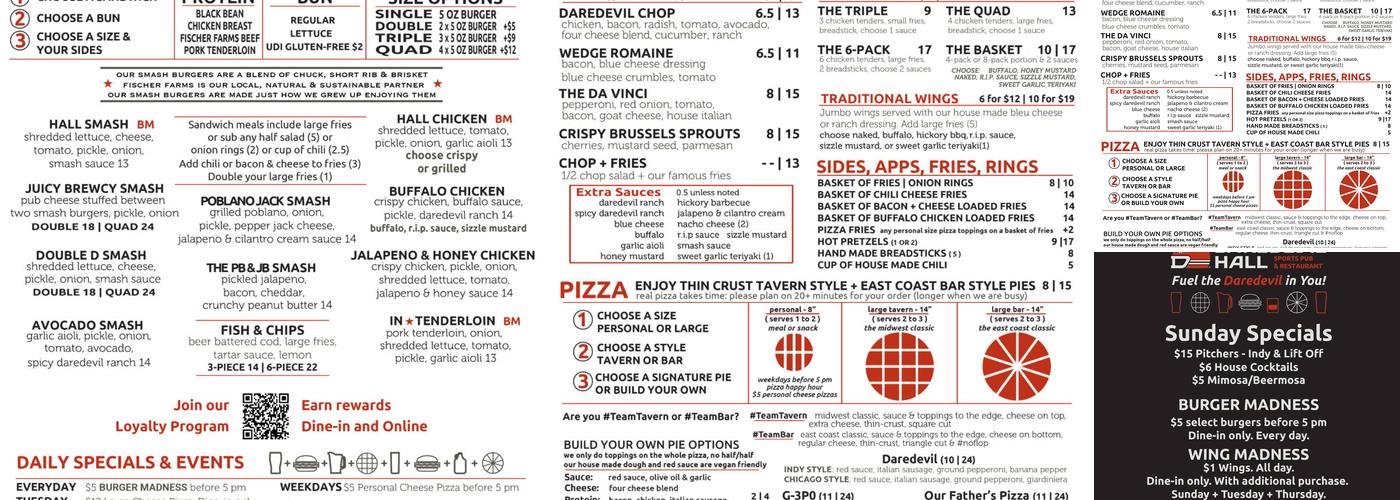 Daredevil Hall Menu