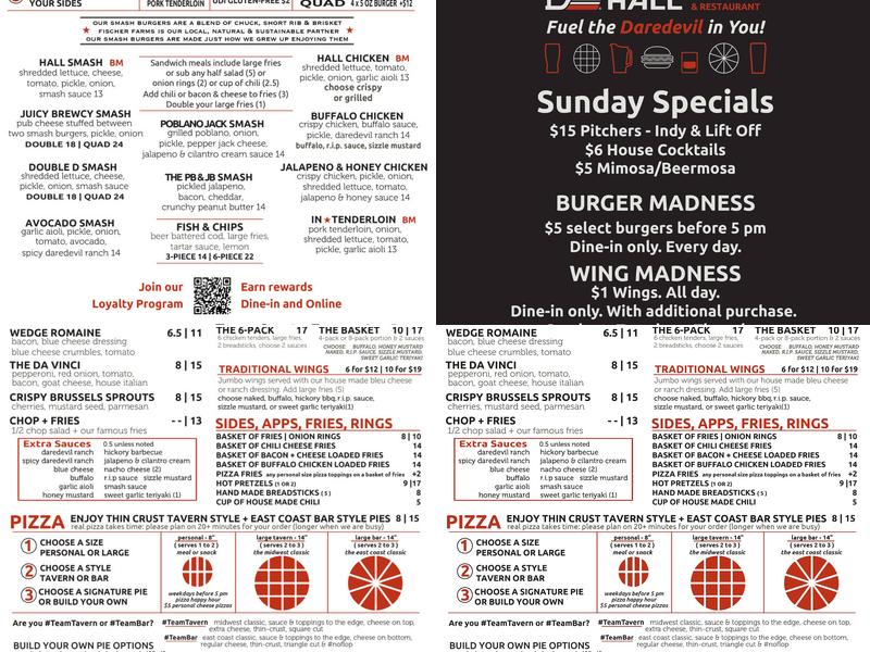 Daredevil Hall Menu