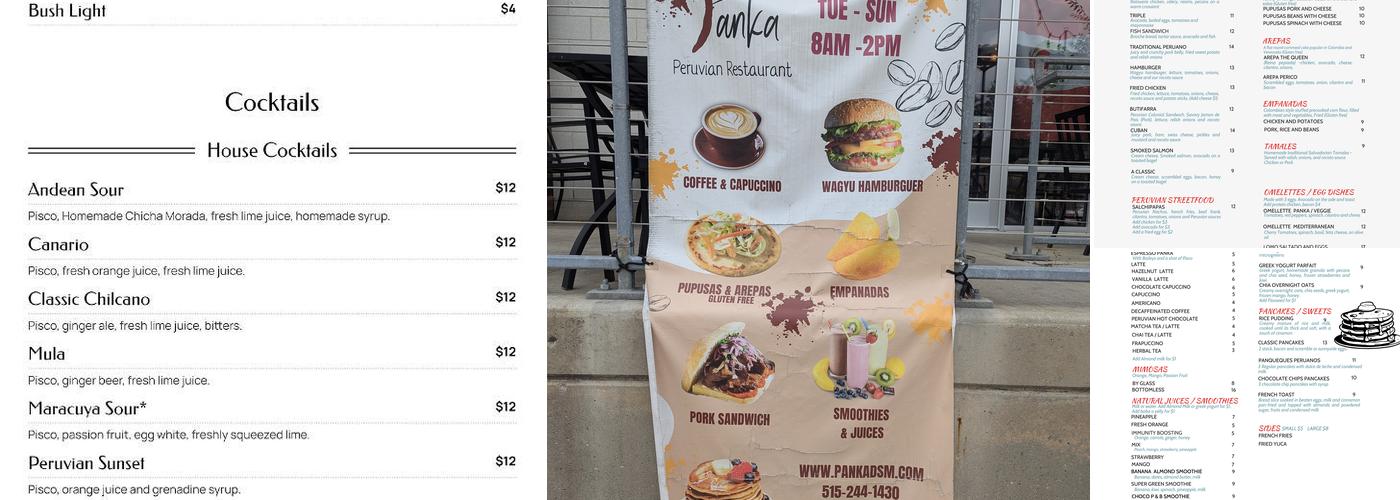 Panka Peruvian Restaurant Menu