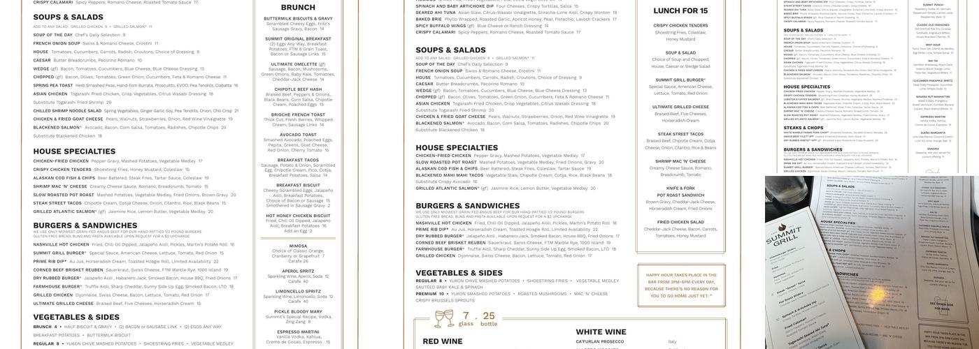 Summit Grill Menu