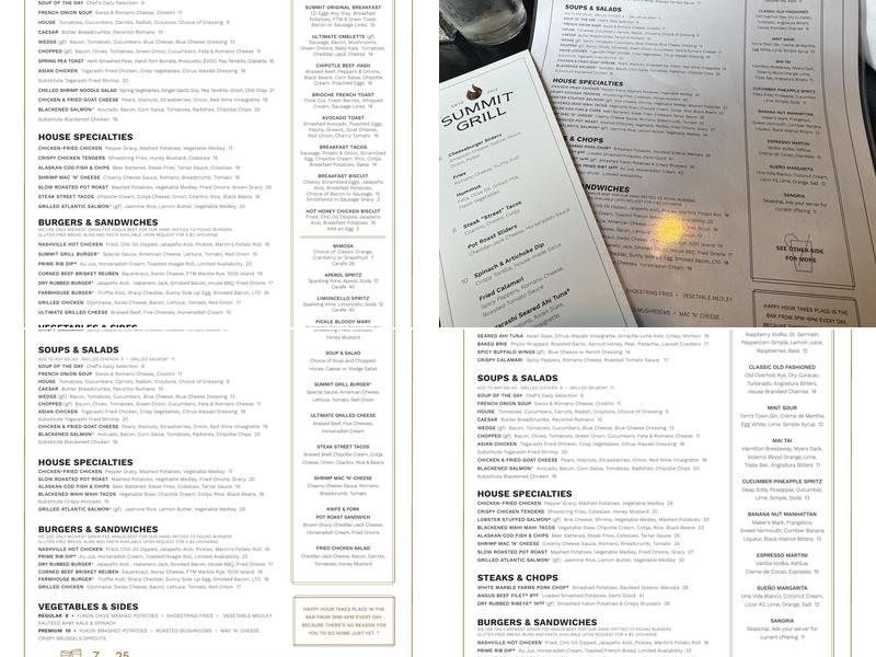 Summit Grill Menu