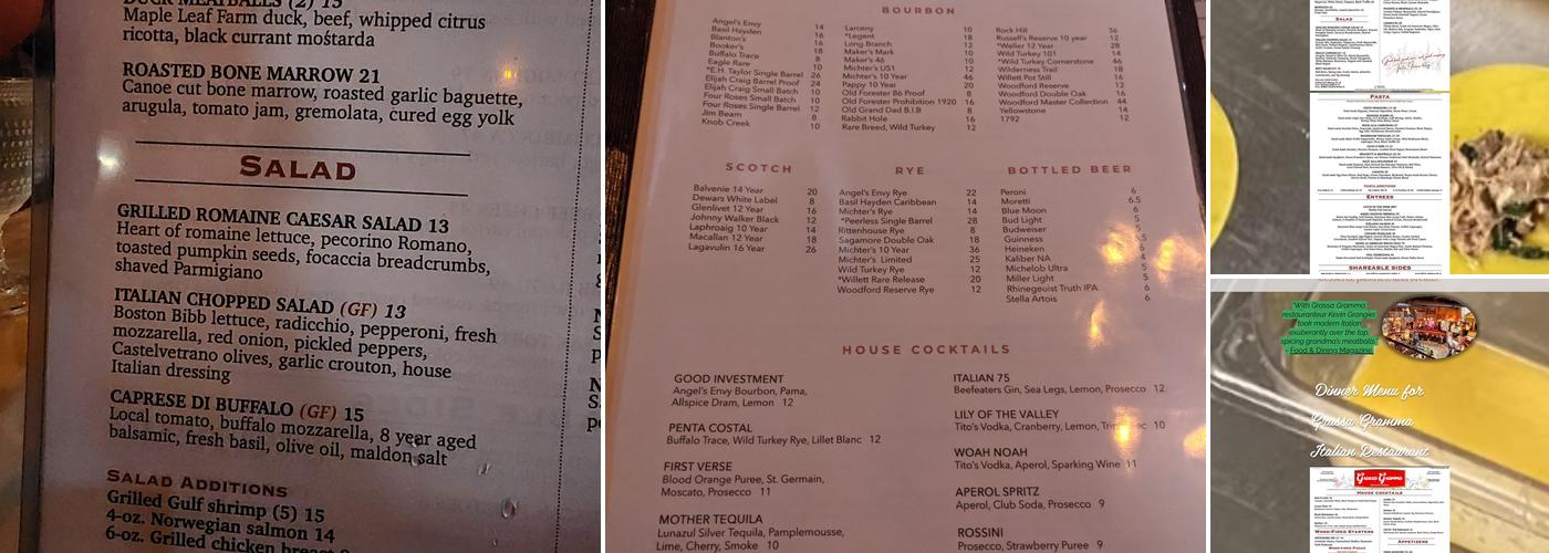 Grassa Gramma Menu
