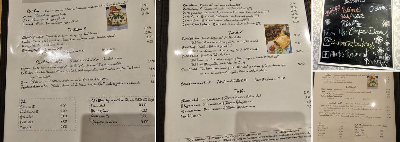 Alberto’s Menu