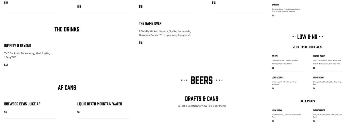 Pins Mechanical Co. Menu