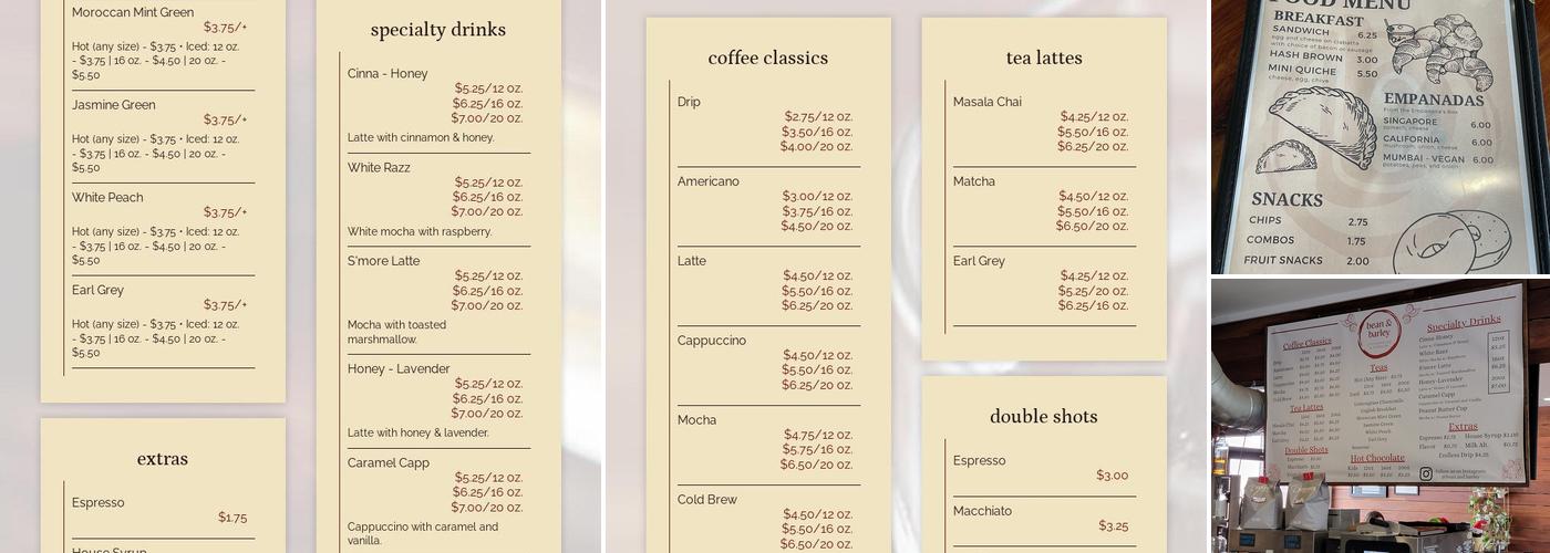 Bean & Barley Menu