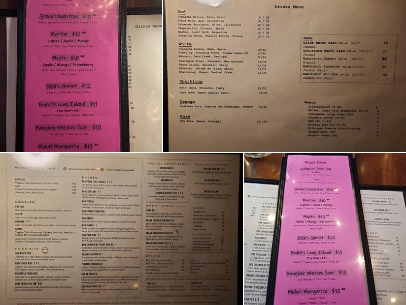 Bodhi Corner Menu