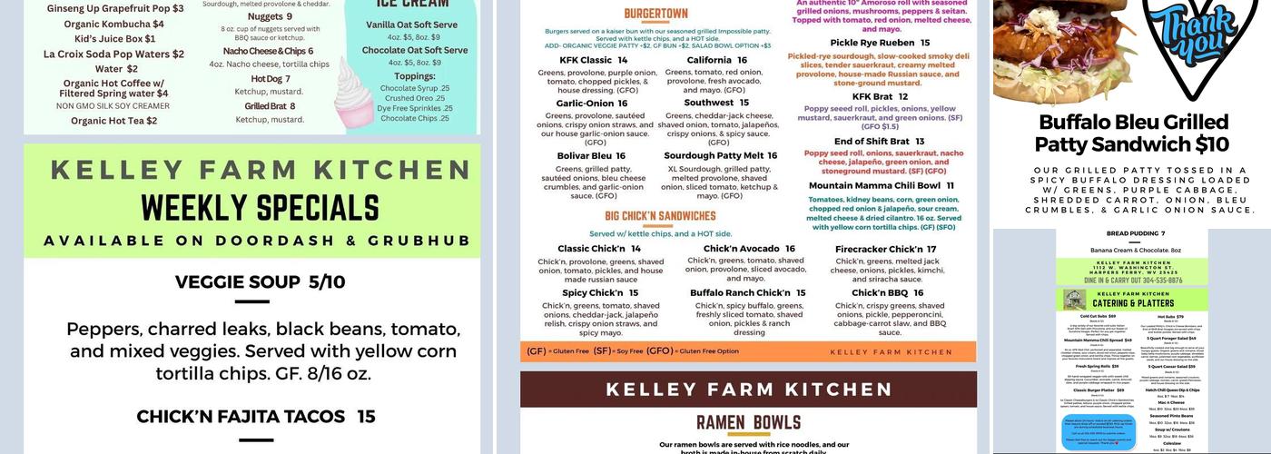 Kelley Farm Kitchen Menu