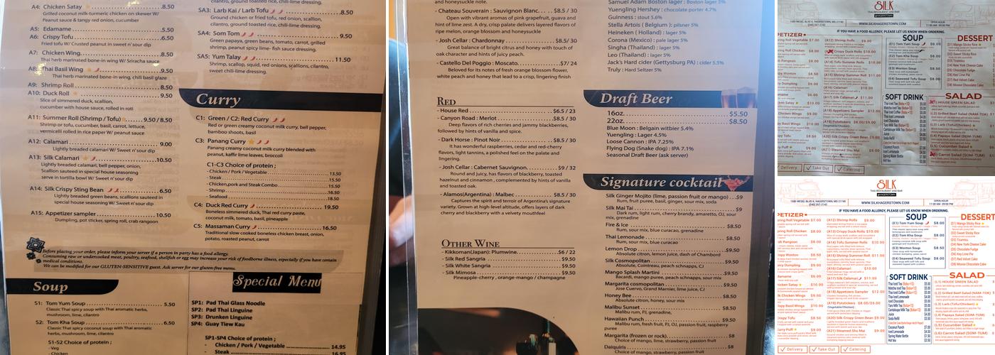 Silk Thai Restaurant Menu
