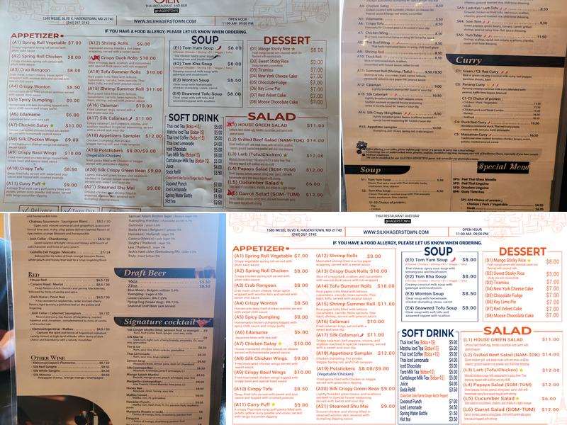 Silk Thai Restaurant Menu