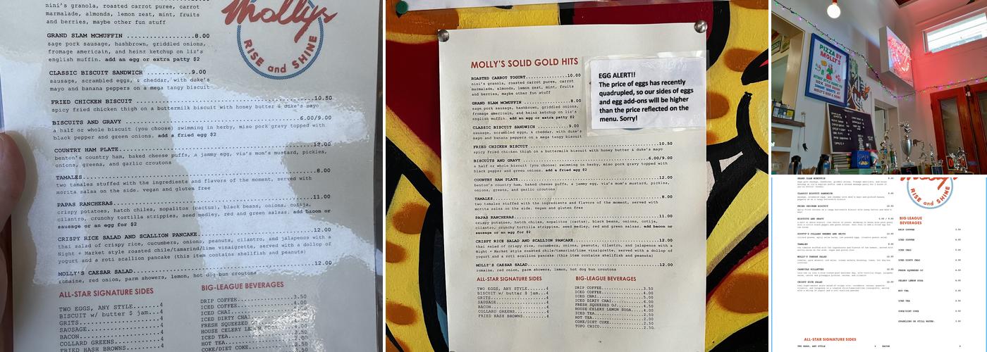Molly's Rise and Shine Menu