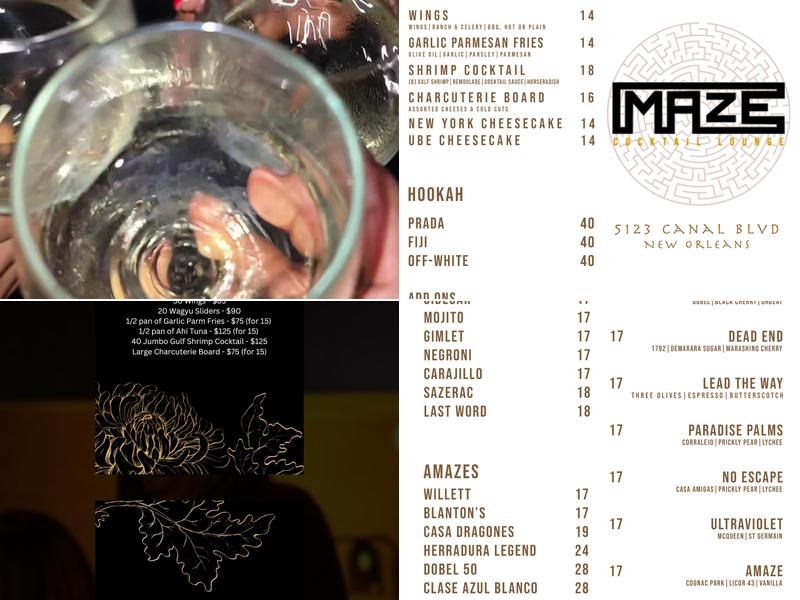 MAZE Cocktail Lounge Menu