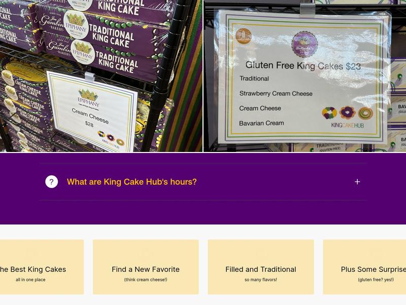 King Cake Hub Menu