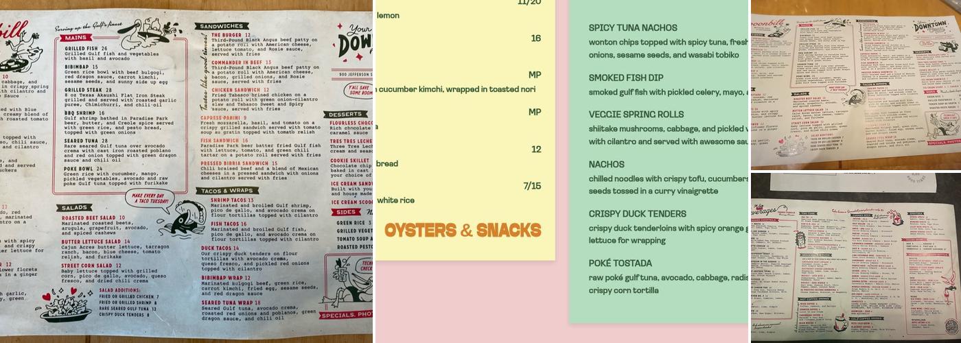 Spoonbill Watering Hole & Restaurant Menu