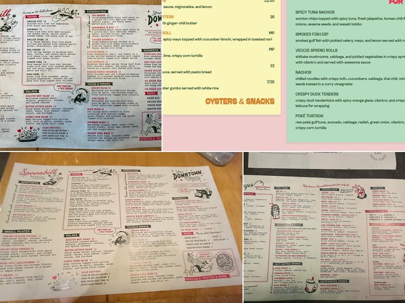 Spoonbill Watering Hole & Restaurant Menu