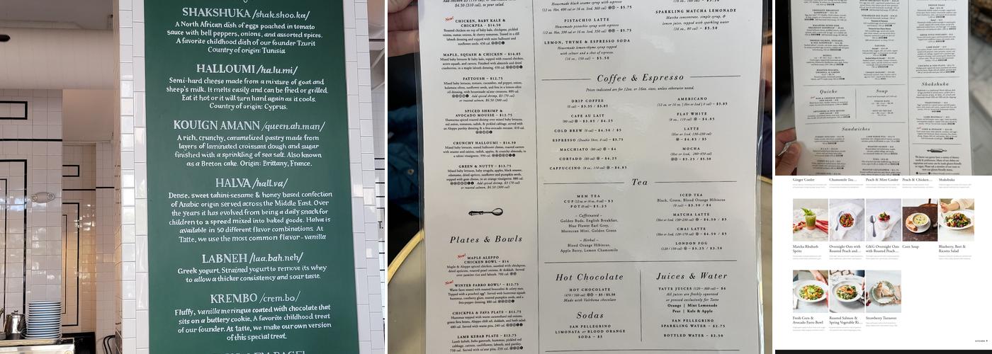 Tatte Bakery & Cafe | Summer St Menu