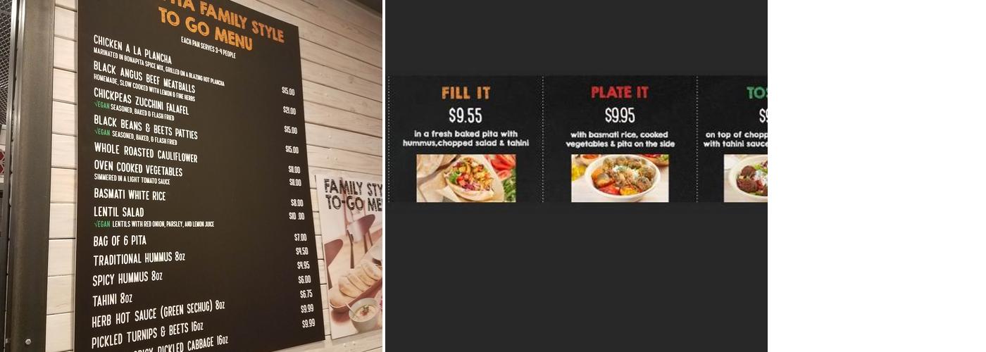 Bonapita Catering Services Menu