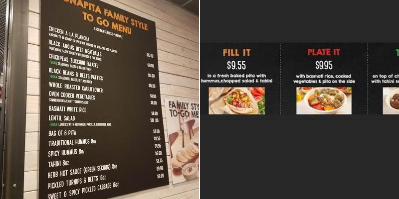 Bonapita Catering Services Menu