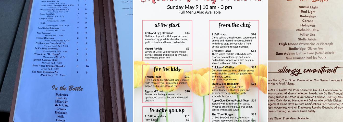 110 Grill Saugus Menu