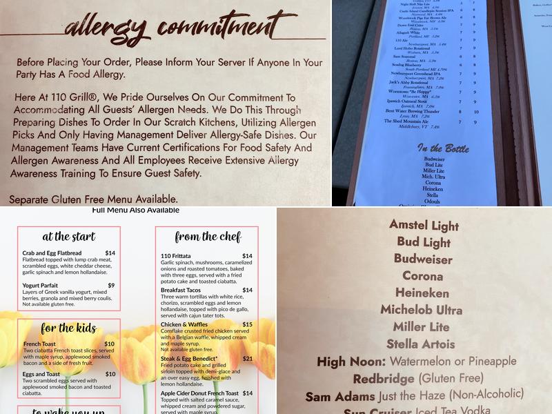 110 Grill Saugus Menu
