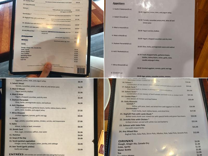 Hafez House of Kebab Menu