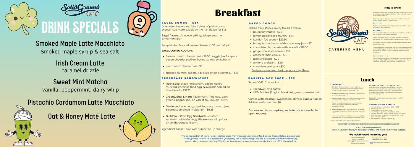 Solid Ground Cafe Menu
