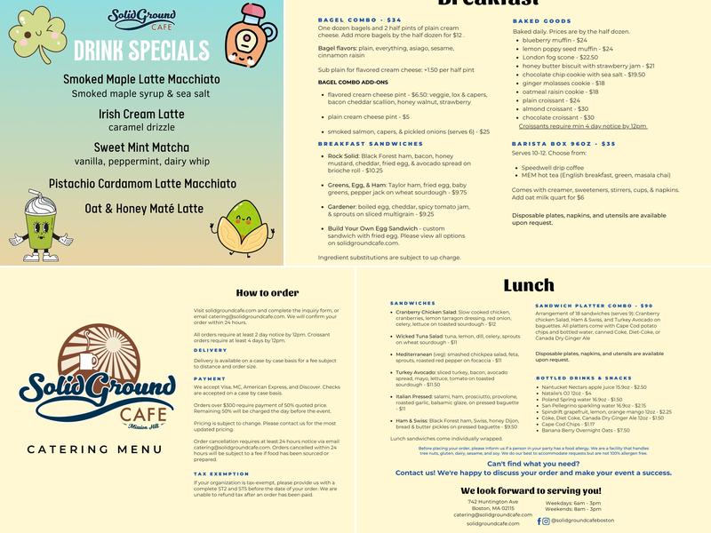 Solid Ground Cafe Menu