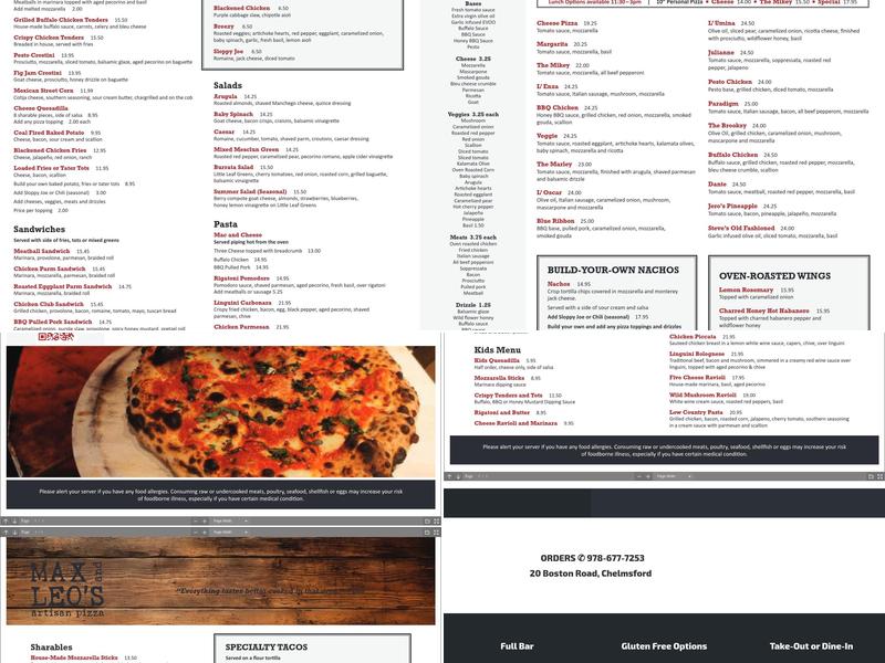 Max and Leo's Pizza Sudbury Menu