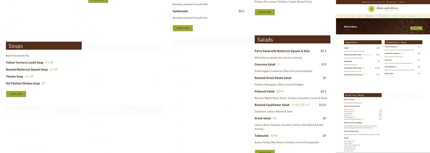 Dates and Olives Menu