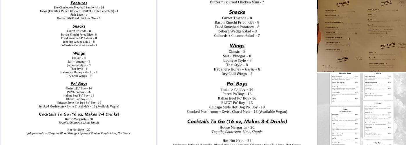 The Charlevoix Menu