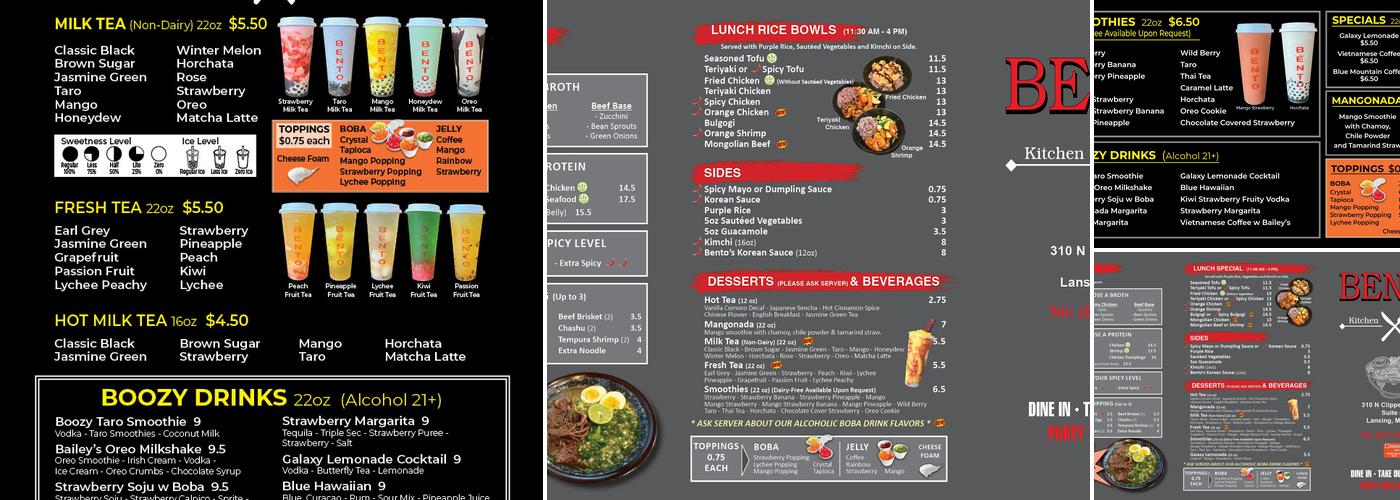 Bento Kitchen Cravings Menu