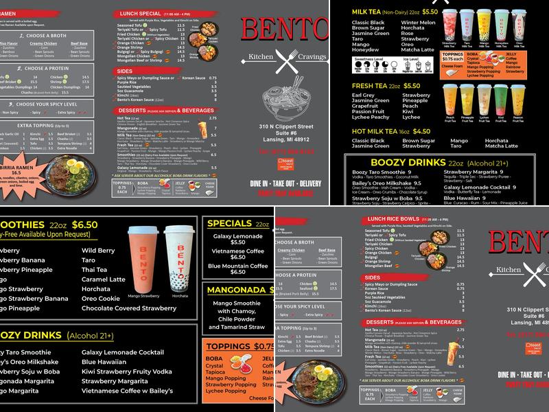 Bento Kitchen Cravings Menu