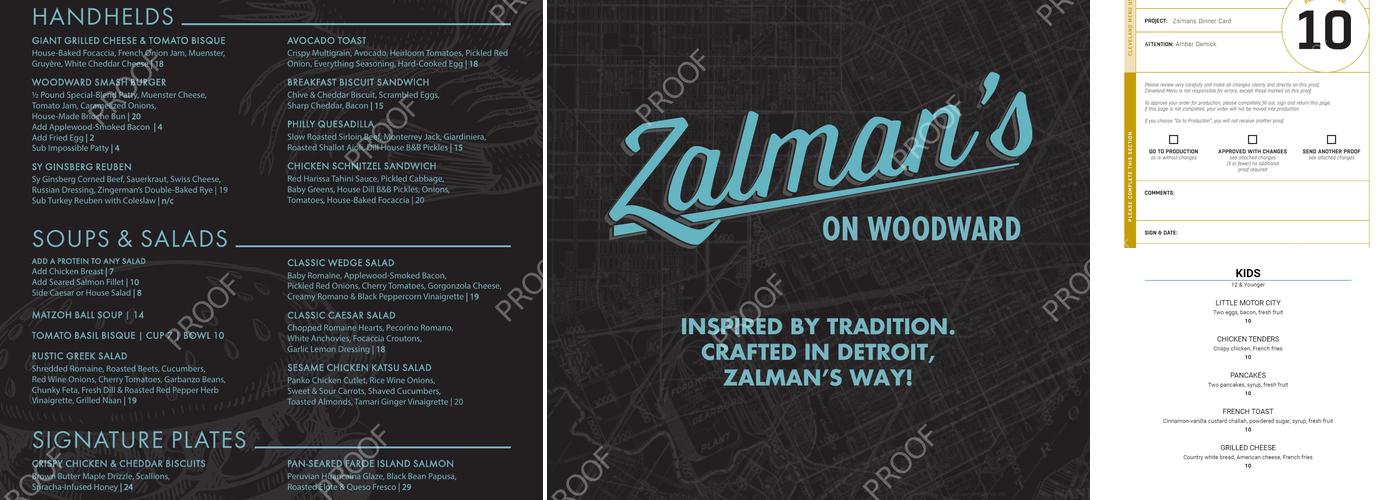 Zalman's On Woodward Menu