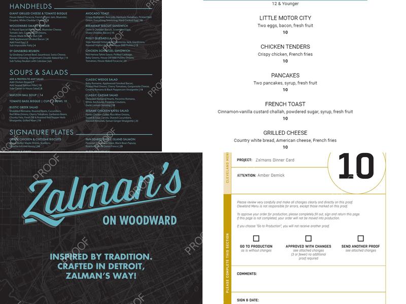 Zalman's On Woodward Menu