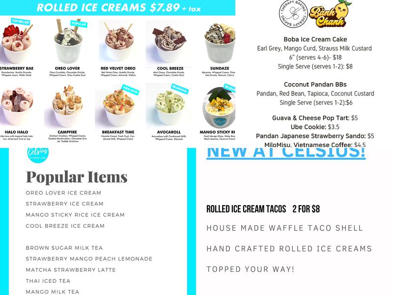 Celsius Ice Cream Menu