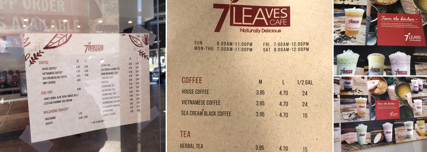 7 Leaves Cafe Menu