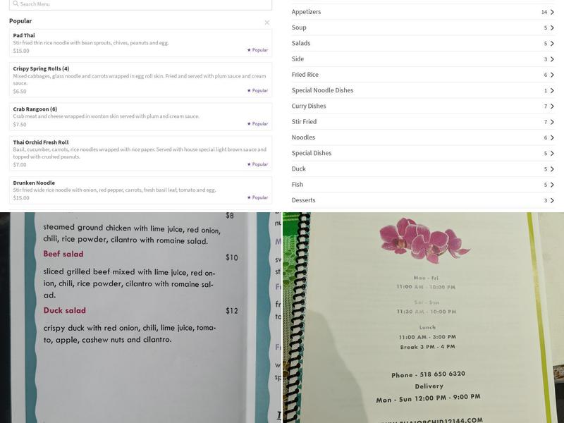 Thai Orchid Menu