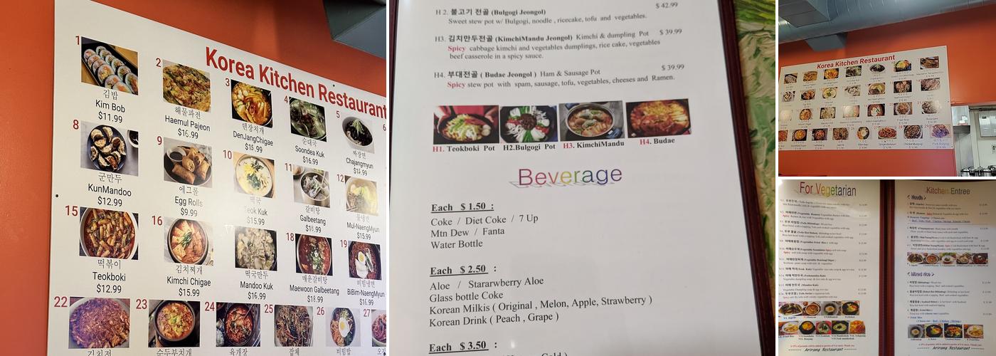 Korean Kitchen Menu
