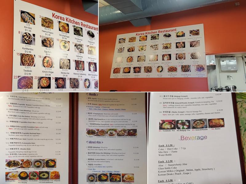 Korean Kitchen Menu