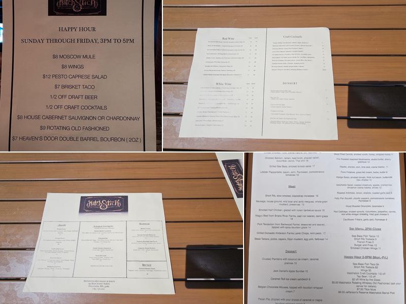 Matchstick Restaurant & Spirits Menu