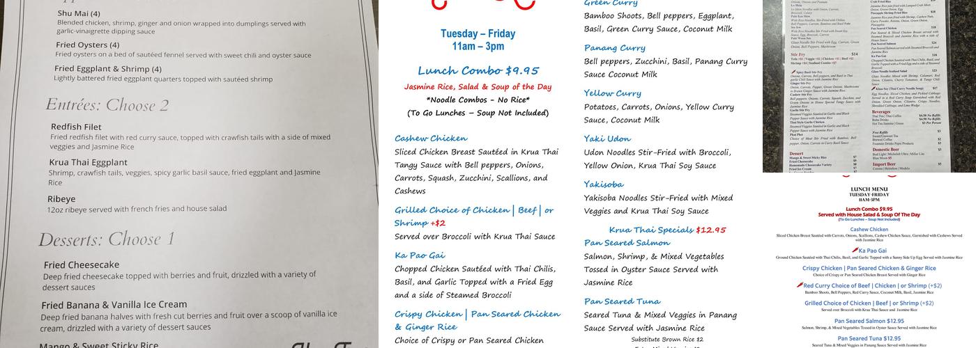 Krua Thai Menu
