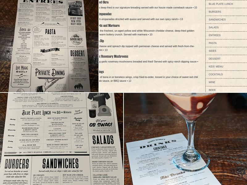 Genna Benna’s Menu