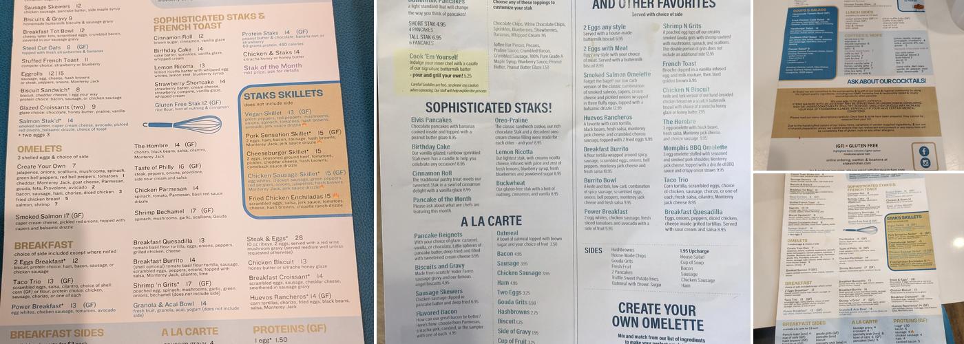 Staks Pancake Kitchen Menu