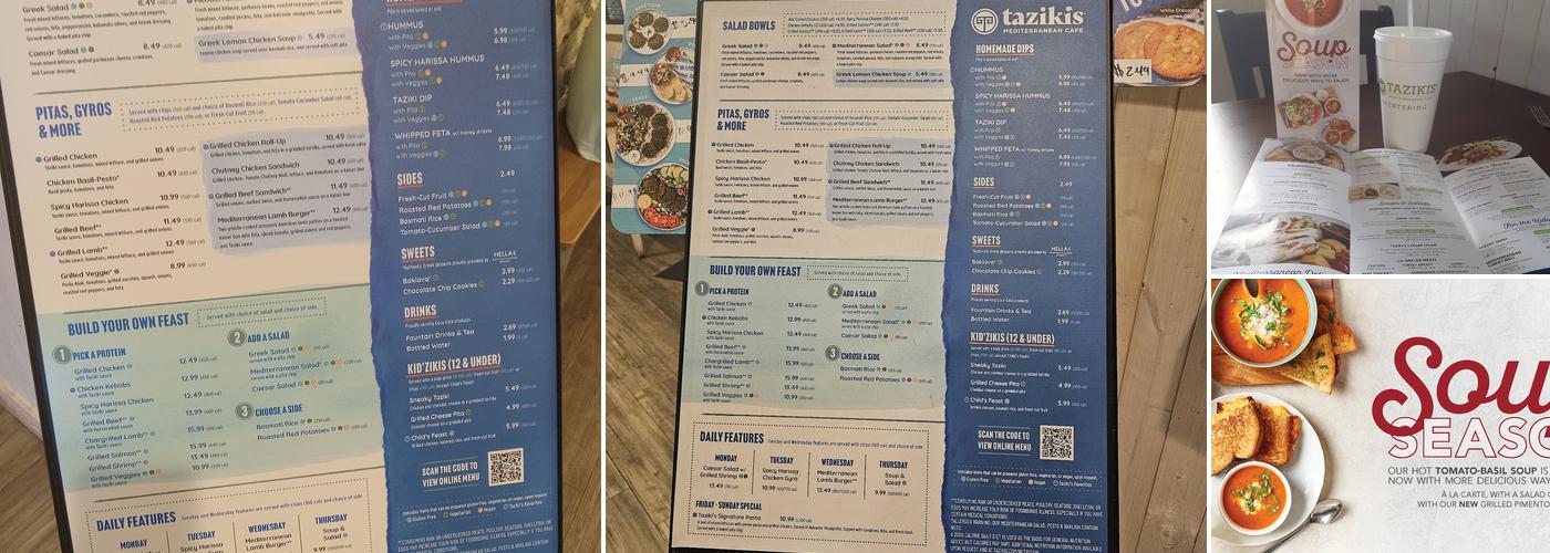 Taziki's Mediterranean Cafe - Bartlett Menu