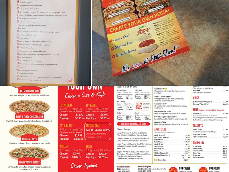 Cam's Pizzeria Menu