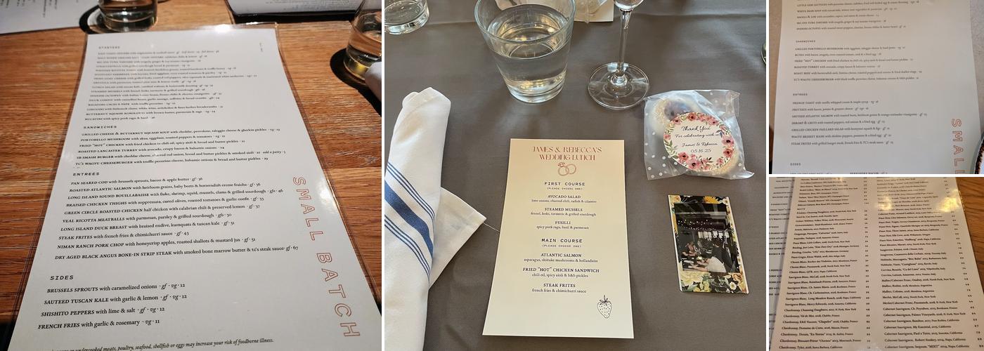 Small Batch Menu