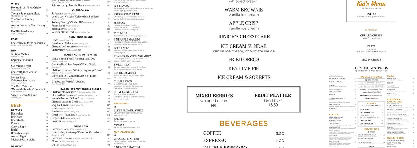 The Bryant Menu