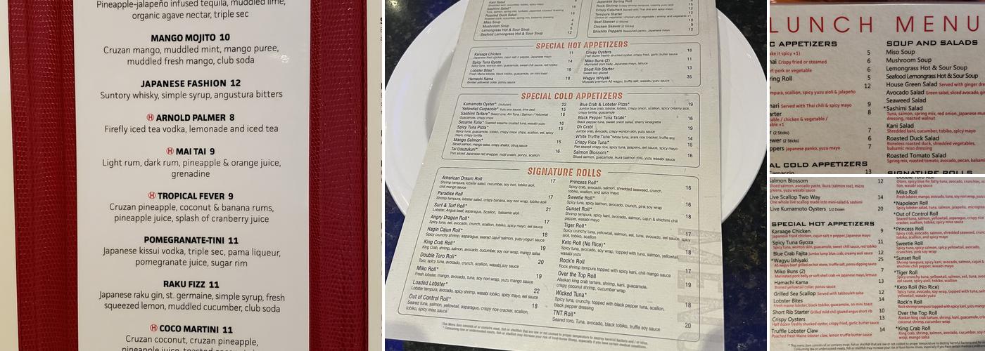 Miko Plainview - Sushi & Hibachi Menu